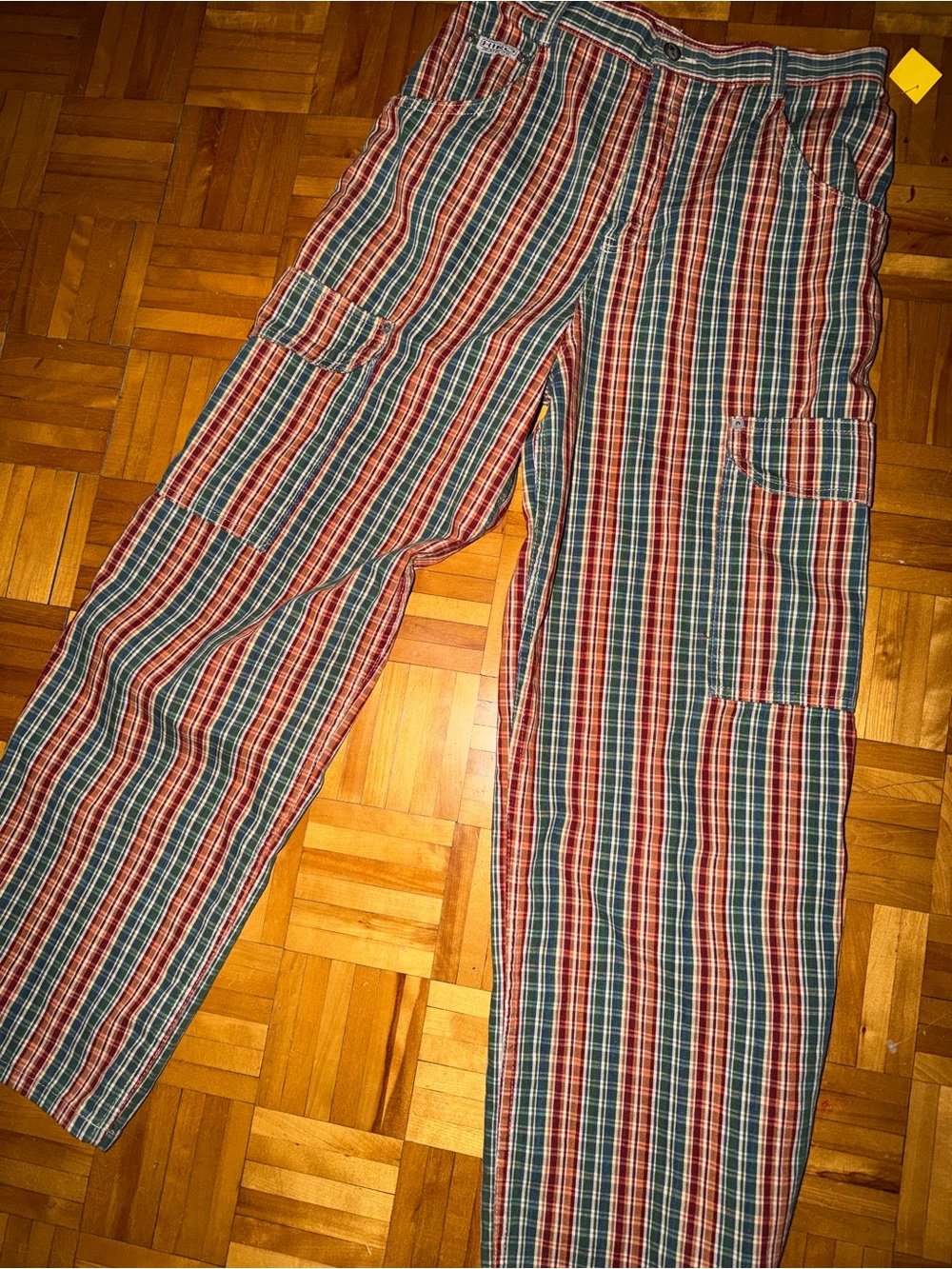 Multi-Stripe Casual Cargo Pants - Red & Green